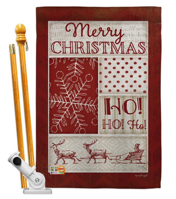 Ho Ho Ho Red Collage - Christmas Winter Vertical Impressions Decorative Flags HG114171 Made In USA - Image 5