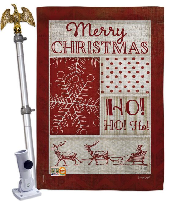 Ho Ho Ho Red Collage - Christmas Winter Vertical Impressions Decorative Flags HG114171 Made In USA - Image 13