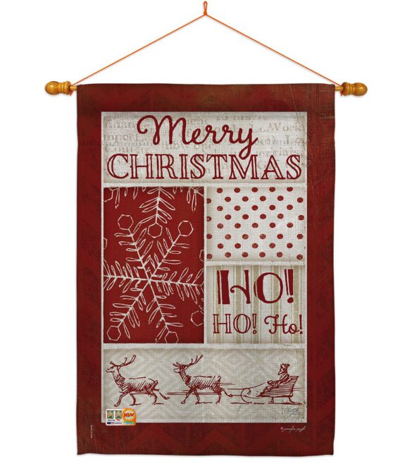 Ho Ho Ho Red Collage - Christmas Winter Vertical Impressions Decorative Flags HG114171 Made In USA - Image 14