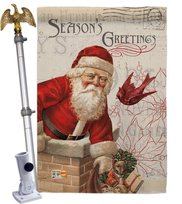 Antique Santa Holiday - Christmas Winter Vertical Impressions Decorative Flags HG114194 Made In USA - Image 14