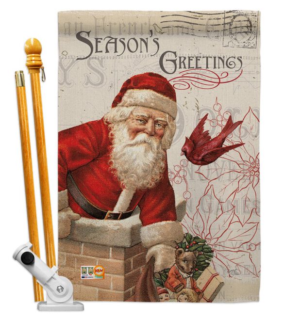 Antique Santa Holiday - Christmas Winter Vertical Impressions Decorative Flags HG114194 Made In USA - Image 6