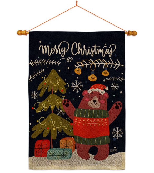 Christmas Daning Bear - Christmas Winter Vertical Impressions Decorative Flags HG130289 Made In USA - Image 24