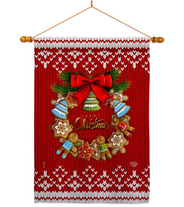 Gingerbread Wreath - Christmas Winter Vertical Impressions Decorative Flags HG192249 Made In USA - Image 10