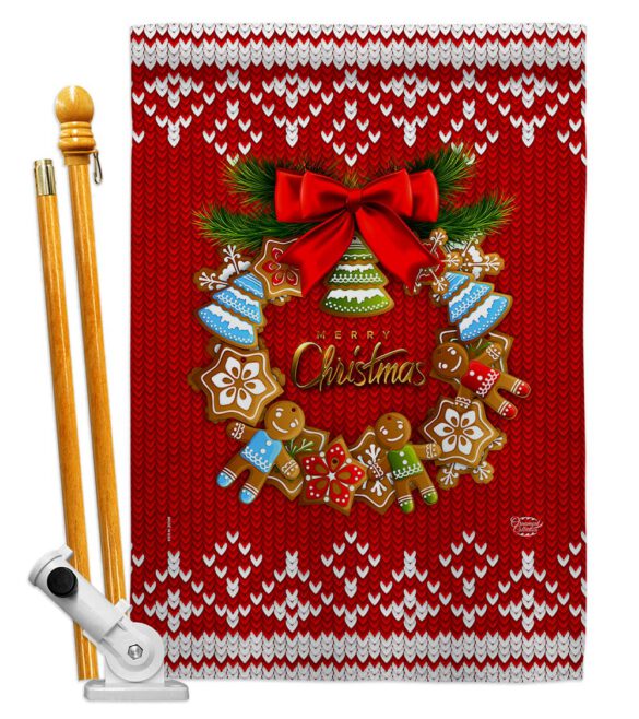 Gingerbread Wreath - Christmas Winter Vertical Impressions Decorative Flags HG192249 Made In USA - Image 5