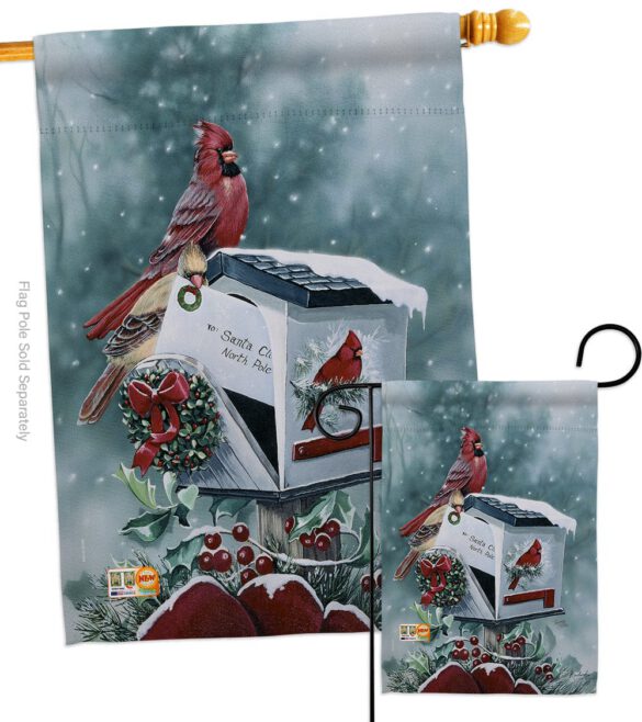 Christmas Cardinals - Christmas Winter Vertical Impressions Decorative Flags HG114096 Made In USA - Image 3