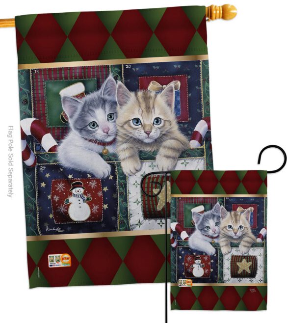 Christmas Calendar Kittens - Christmas Winter Vertical Impressions Decorative Flags HG114097 Made In USA - Image 3