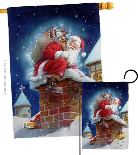 Chimney Santa - Christmas Winter Vertical Impressions Decorative Flags HG114106 Made In USA - Image 3