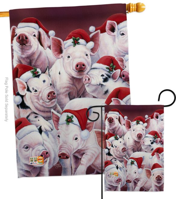 Christmas Piggies - Christmas Winter Vertical Impressions Decorative Flags HG114122 Made In USA - Image 3