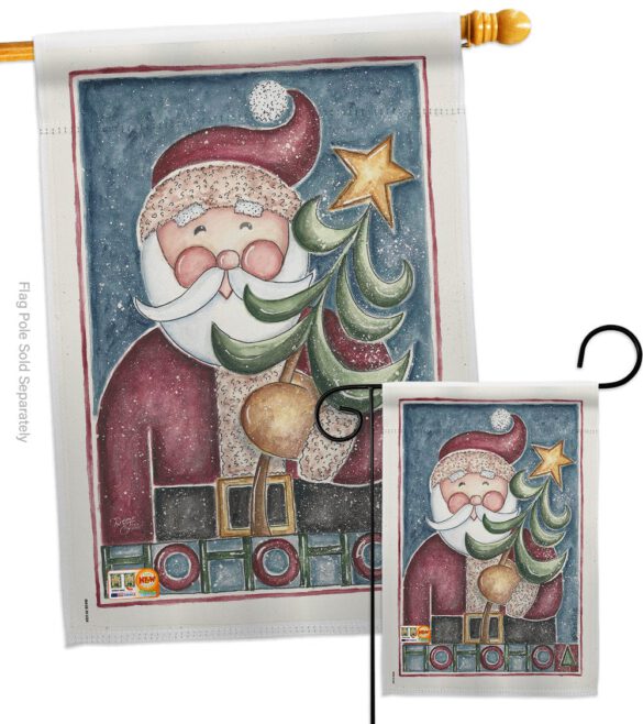 HoHoHo Santa Tree - Christmas Winter Vertical Impressions Decorative Flags HG114127 Made In USA - Image 3