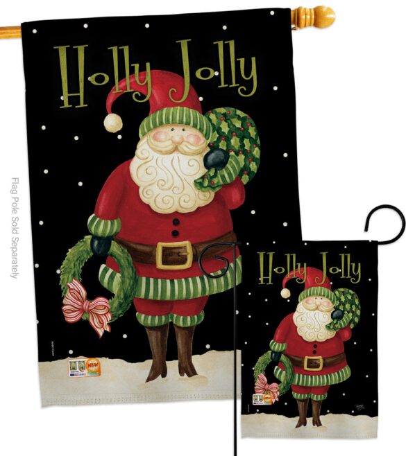 Holly Jolly Santa - Christmas Winter Vertical Impressions Decorative Flags HG114139 Made In USA - Image 3