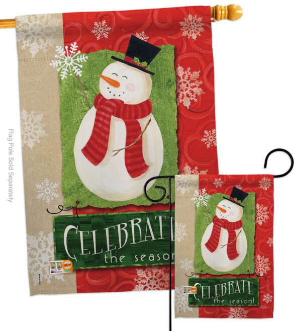 Celebrate the Season Snowman - Christmas Winter Vertical Impressions Decorative Flags HG114140 Made In USA - Image 3