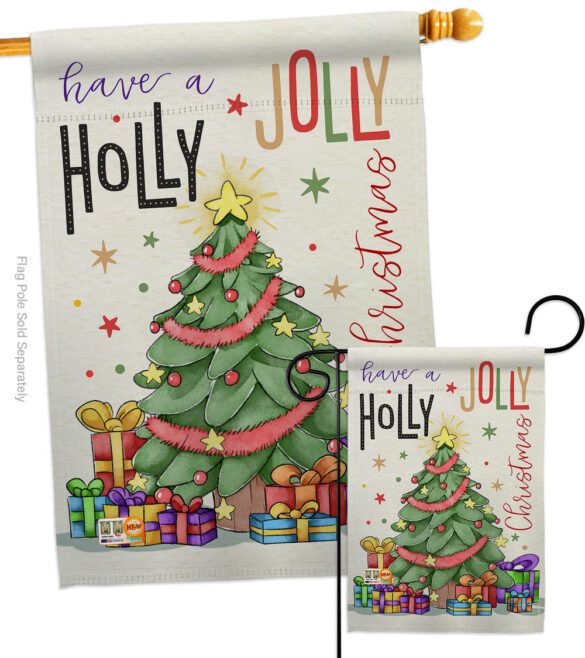 A Holly Jolly Christmas - Christmas Winter Vertical Impressions Decorative Flags HG114150 Made In USA - Image 4