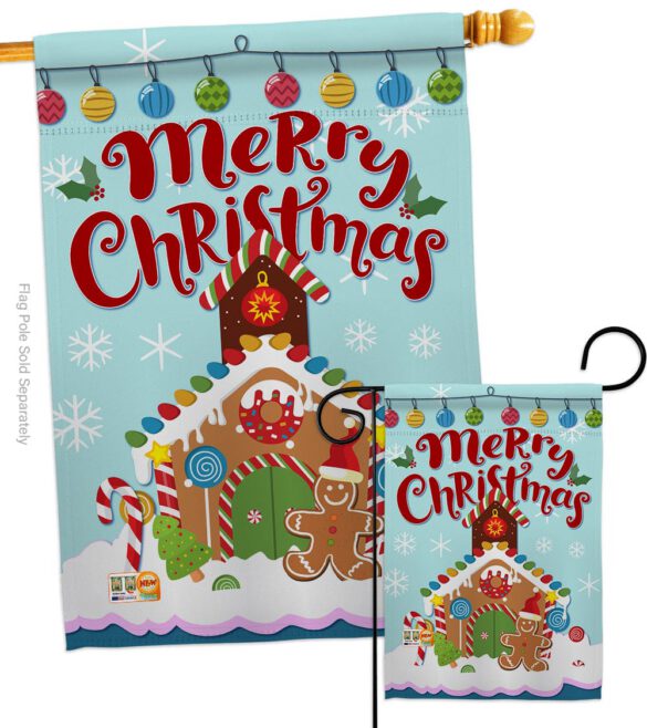 Christmas Gingerbread House - Christmas Winter Vertical Impressions Decorative Flags HG114151 Made In USA - Image 3