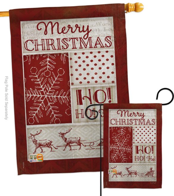 Ho Ho Ho Red Collage - Christmas Winter Vertical Impressions Decorative Flags HG114171 Made In USA - Image 3