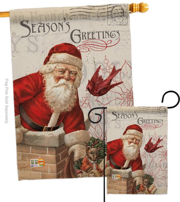 Antique Santa Holiday - Christmas Winter Vertical Impressions Decorative Flags HG114194 Made In USA - Image 4
