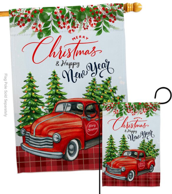 Christmas Happy New Year - Christmas Winter Vertical Impressions Decorative Flags HG114230 Made In USA - Image 3