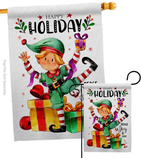 Elf Holiday - Christmas Winter Vertical Impressions Decorative Flags HG120019 Made In USA - Image 3