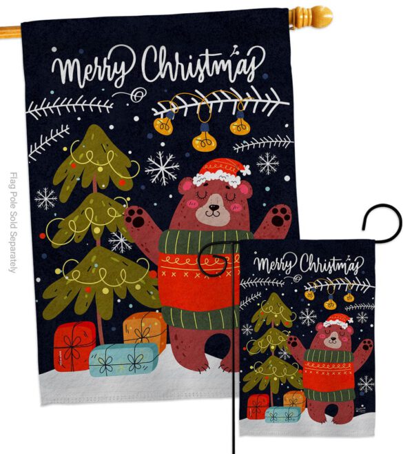 Christmas Daning Bear - Christmas Winter Vertical Impressions Decorative Flags HG130289 Made In USA - Image 3