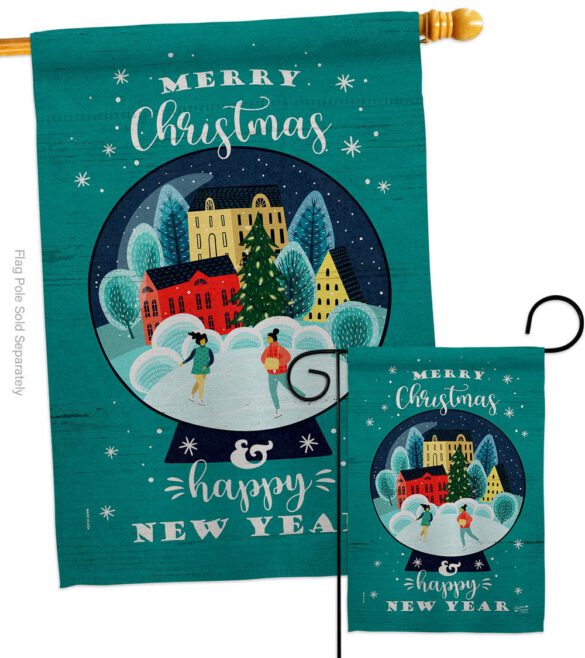 Christmas Skating - Christmas Winter Vertical Impressions Decorative Flags HG130291 Made In USA - Image 3