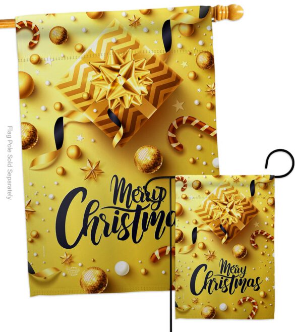 Golden Christmas - Christmas Winter Vertical Impressions Decorative Flags HG192250 Made In USA - Image 3