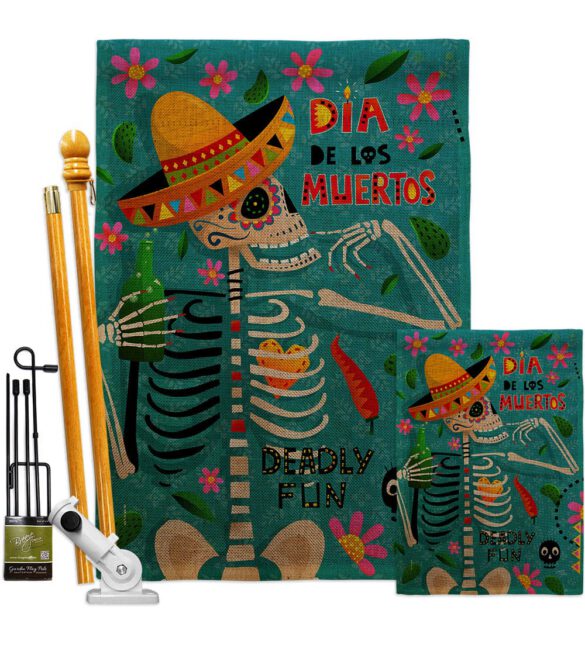 Dia de Muetos Fun - Halloween Fall Vertical Impressions Decorative Flags HG120072 Made In USA - Image 27