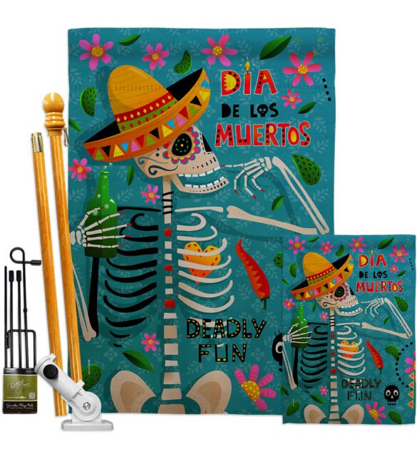 Dia de Muetos Fun - Halloween Fall Vertical Impressions Decorative Flags HG120072 Made In USA - Image 6