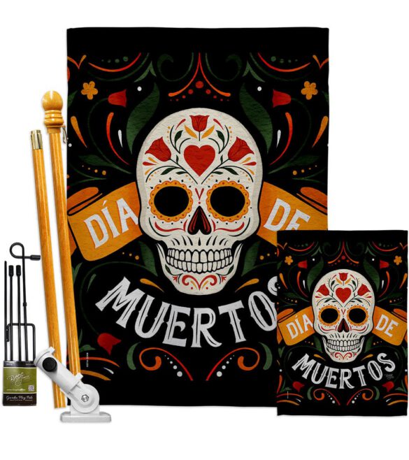 Dia de Muetos Skull - Halloween Fall Vertical Impressions Decorative Flags HG120073 Made In USA - Image 6