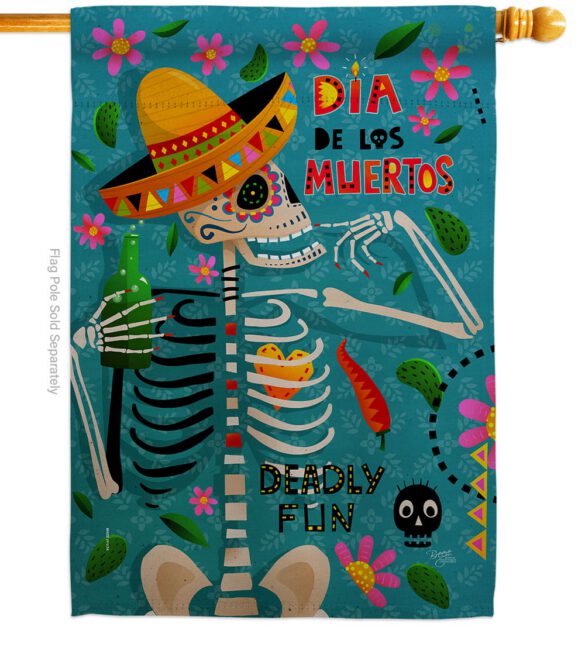 Dia de Muetos Fun - Halloween Fall Vertical Impressions Decorative Flags HG120072 Made In USA - Image 2