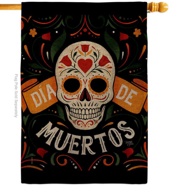Dia de Muetos Skull - Halloween Fall Vertical Impressions Decorative Flags HG120073 Made In USA - Image 22