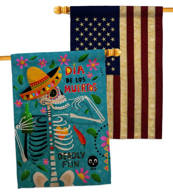 Dia de Muetos Fun - Halloween Fall Vertical Impressions Decorative Flags HG120072 Made In USA - Image 8