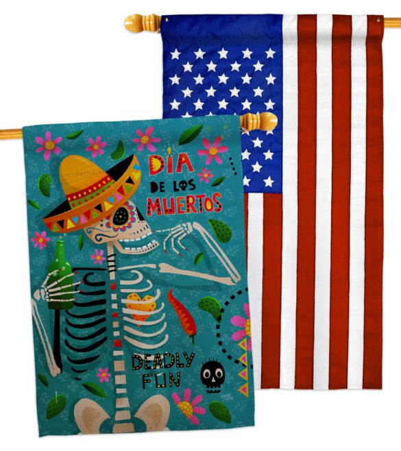 Dia de Muetos Fun - Halloween Fall Vertical Impressions Decorative Flags HG120072 Made In USA - Image 10