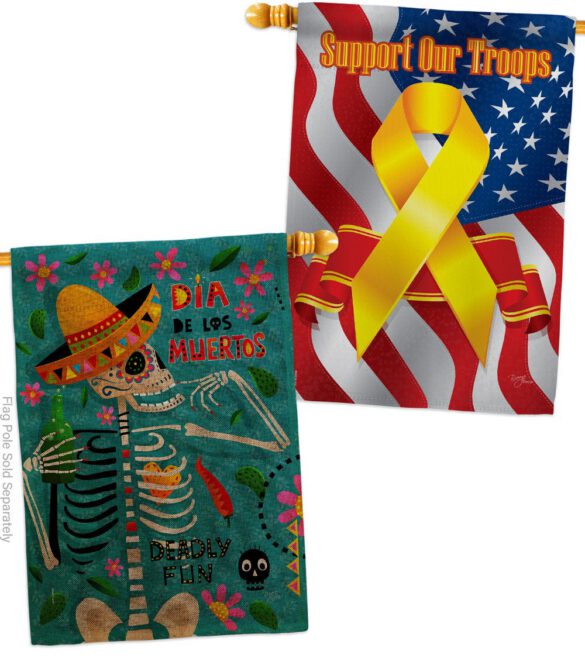 Dia de Muetos Fun - Halloween Fall Vertical Impressions Decorative Flags HG120072 Made In USA - Image 35