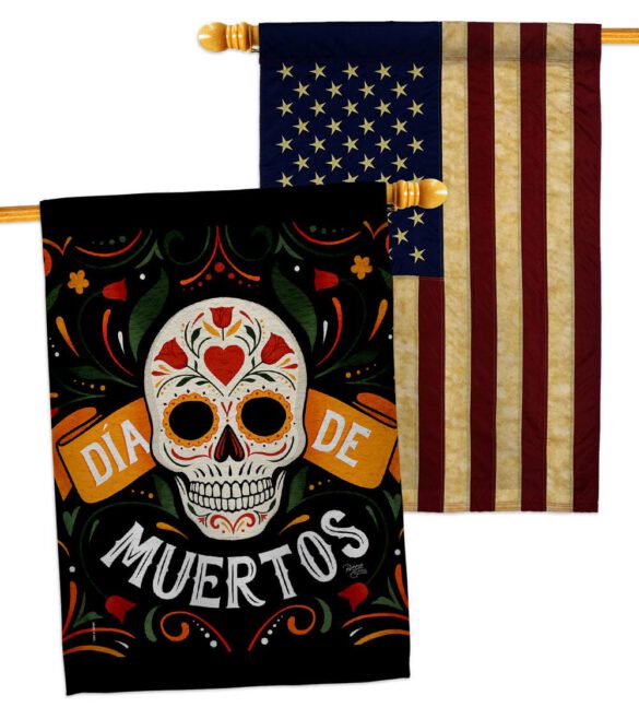 Dia de Muetos Skull - Halloween Fall Vertical Impressions Decorative Flags HG120073 Made In USA - Image 8