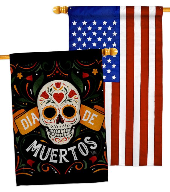 Dia de Muetos Skull - Halloween Fall Vertical Impressions Decorative Flags HG120073 Made In USA - Image 10