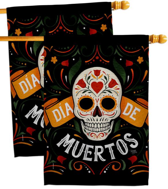 Dia de Muetos Skull - Halloween Fall Vertical Impressions Decorative Flags HG120073 Made In USA - Image 12