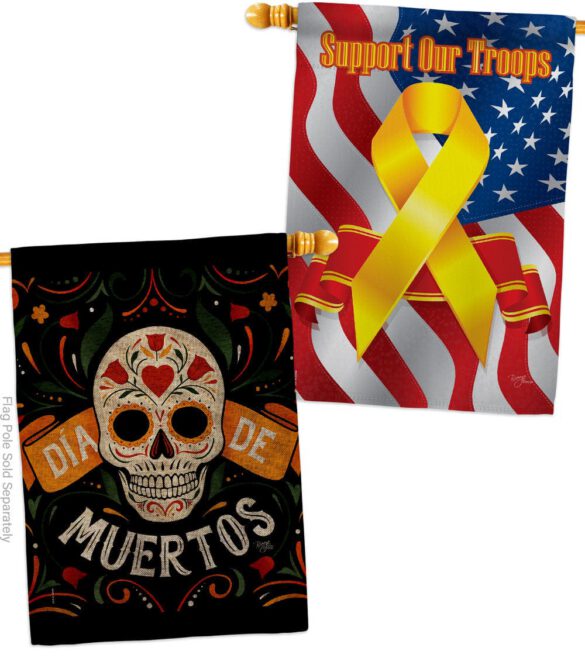 Dia de Muetos Skull - Halloween Fall Vertical Impressions Decorative Flags HG120073 Made In USA - Image 34