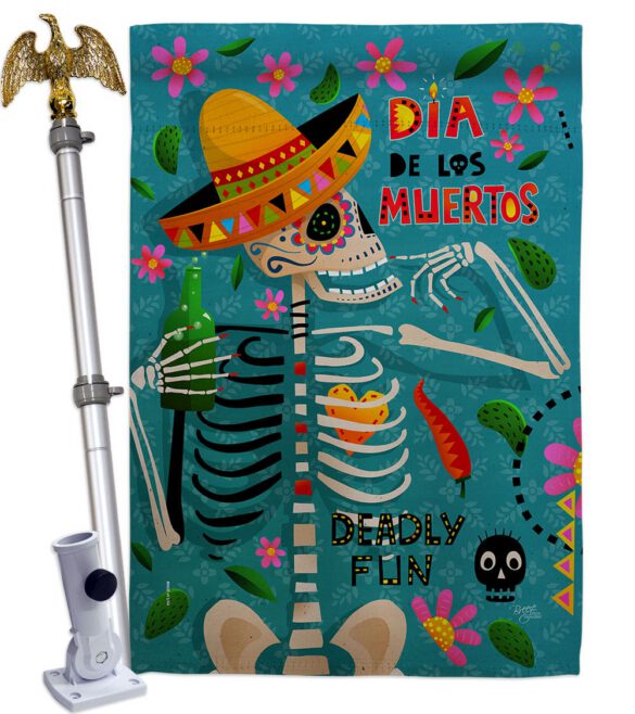Dia de Muetos Fun - Halloween Fall Vertical Impressions Decorative Flags HG120072 Made In USA - Image 20