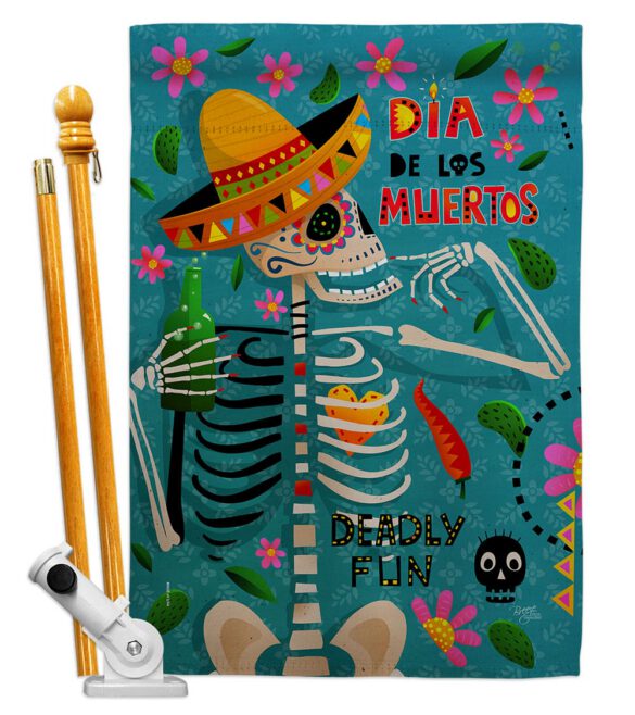 Dia de Muetos Fun - Halloween Fall Vertical Impressions Decorative Flags HG120072 Made In USA - Image 5