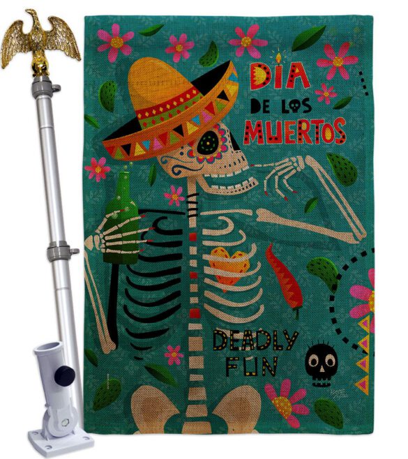 Dia de Muetos Fun - Halloween Fall Vertical Impressions Decorative Flags HG120072 Made In USA - Image 41
