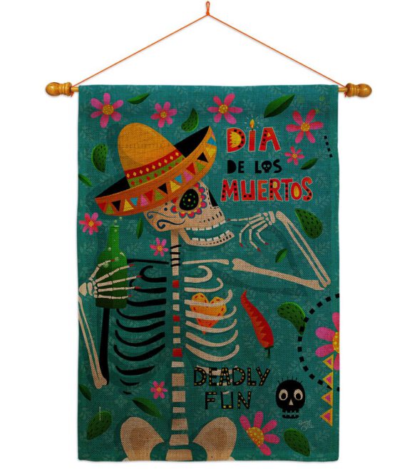 Dia de Muetos Fun - Halloween Fall Vertical Impressions Decorative Flags HG120072 Made In USA - Image 42