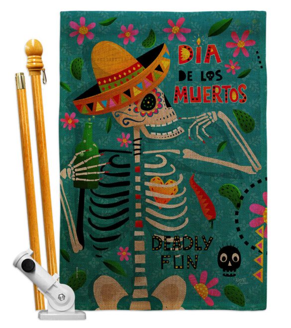Dia de Muetos Fun - Halloween Fall Vertical Impressions Decorative Flags HG120072 Made In USA - Image 26