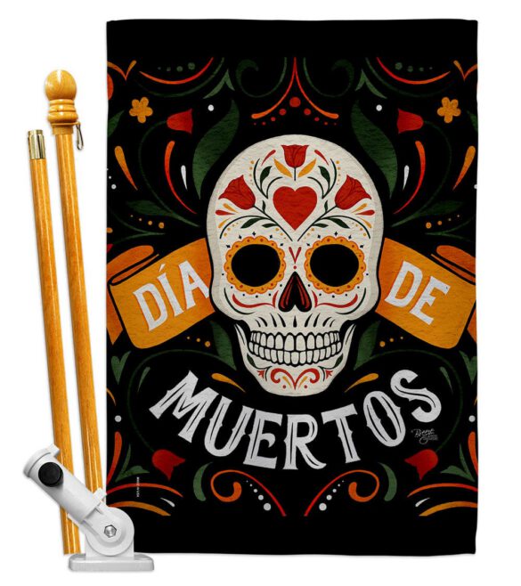 Dia de Muetos Skull - Halloween Fall Vertical Impressions Decorative Flags HG120073 Made In USA - Image 5