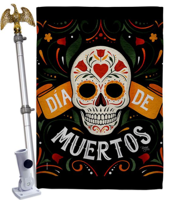 Dia de Muetos Skull - Halloween Fall Vertical Impressions Decorative Flags HG120073 Made In USA - Image 19