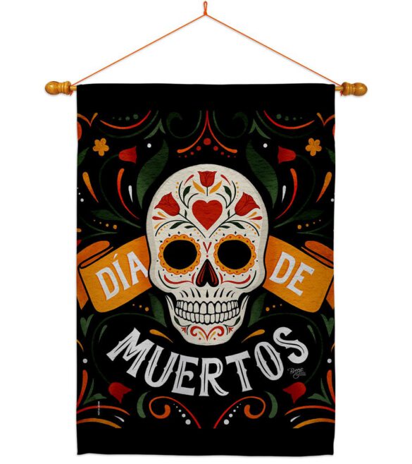 Dia de Muetos Skull - Halloween Fall Vertical Impressions Decorative Flags HG120073 Made In USA - Image 20
