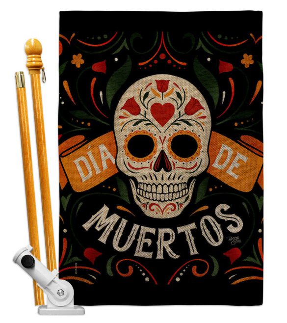Dia de Muetos Skull - Halloween Fall Vertical Impressions Decorative Flags HG120073 Made In USA - Image 25