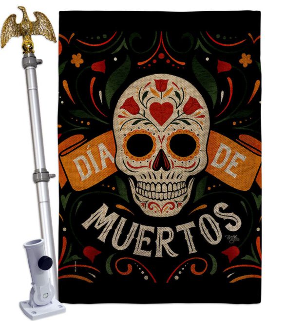 Dia de Muetos Skull - Halloween Fall Vertical Impressions Decorative Flags HG120073 Made In USA - Image 40