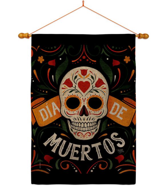 Dia de Muetos Skull - Halloween Fall Vertical Impressions Decorative Flags HG120073 Made In USA - Image 41