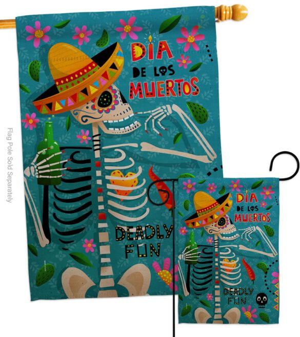 Dia de Muetos Fun - Halloween Fall Vertical Impressions Decorative Flags HG120072 Made In USA - Image 3