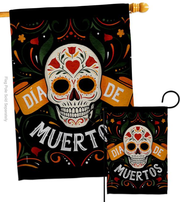 Dia de Muetos Skull - Halloween Fall Vertical Impressions Decorative Flags HG120073 Made In USA - Image 3