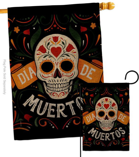 Dia de Muetos Skull - Halloween Fall Vertical Impressions Decorative Flags HG120073 Made In USA - Image 23